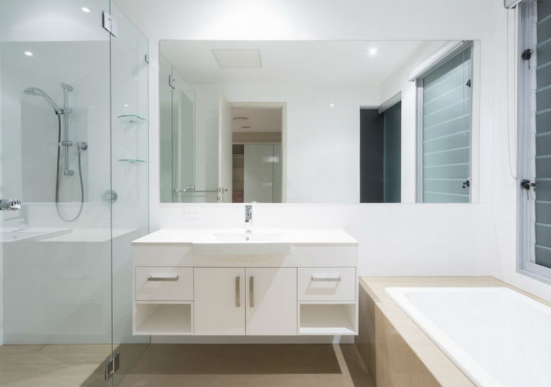 Large Vanity Mirrored Wall and Shower Enclosure